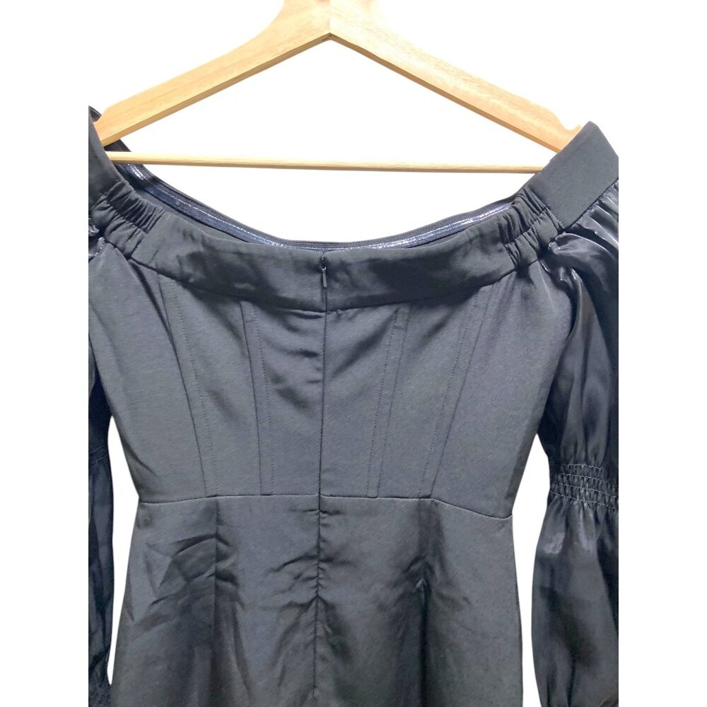 The One By Lichi Off-Shoulder Mini Dress Black Size S - Picture 12 of 15